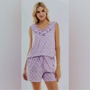 Lavender Ruffle Pajama Set for Women